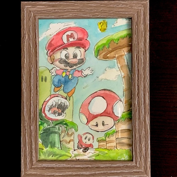 Wall Decor | Mario Bros Watercolor Painting | Poshmark